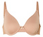 Soutien-gorge beige à armatures avec détails en dentelle sur les côtés.