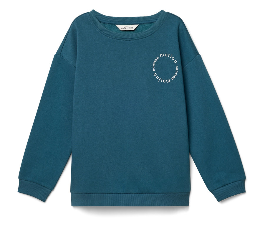 Sweat-shirt bleu avec l'inscription "nonstop motion".