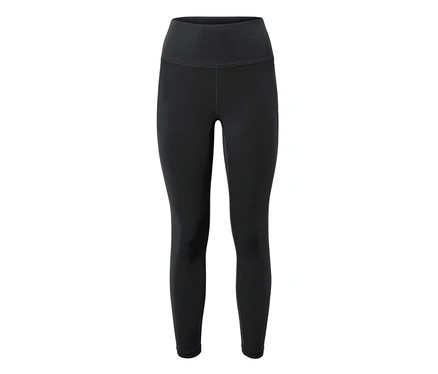 Legging noir taille haute avec coutures visibles.
