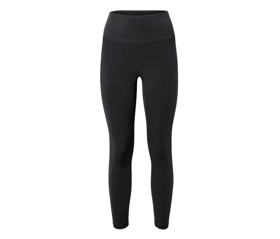 Legging noir taille haute avec coutures visibles.