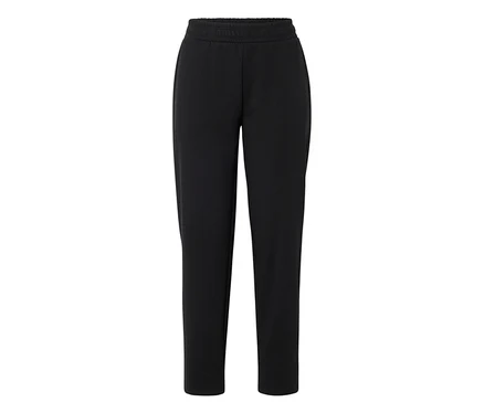 Pantalon en sweat noir avec taille élastique, posé à plat.