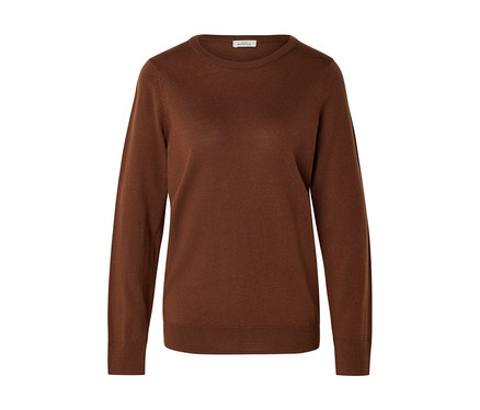 Pull marron à manches longues et col rond.