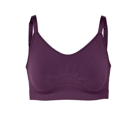 Soutien-gorge violet avec bretelles réglables.