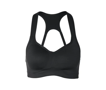 Soutien-gorge de sport noir avec dos nageur.