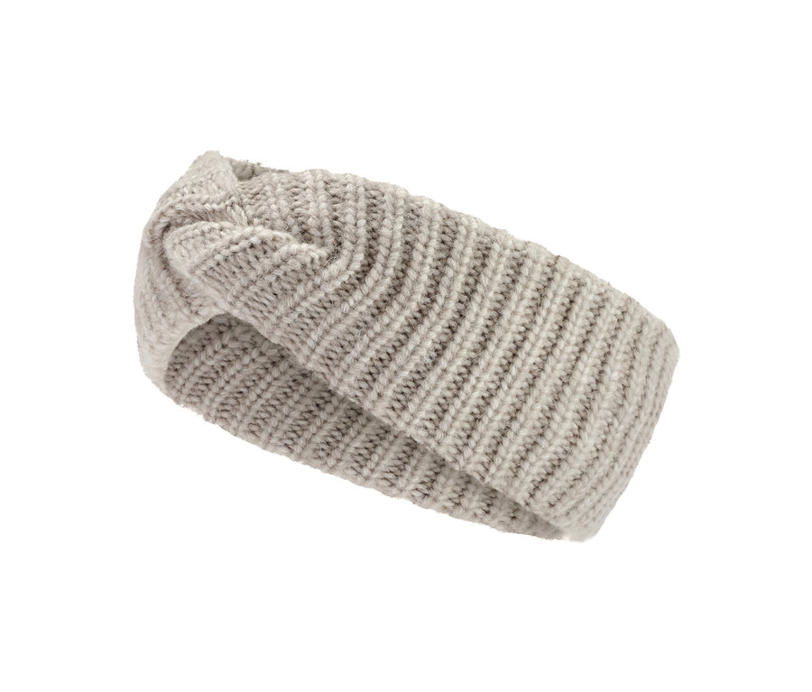 Bandeau taupe avec de la laine.