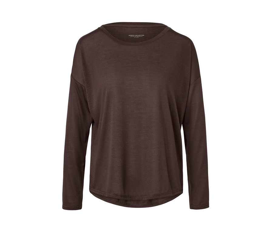 T-shirt de sport 2 en 1 marron à manches longues.
