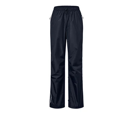 Un pantalon de pluie unisexe high tech bleu marine.