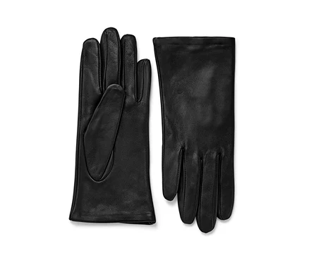 Deux gants en cuir noirs.