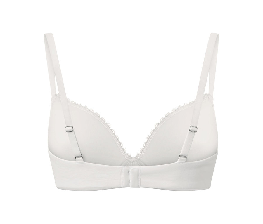 Vue détaillée d'un soutien-gorge à coques souples blanc.