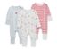 Trois pyjamas pour bébés à manches longues avec des motifs marins.