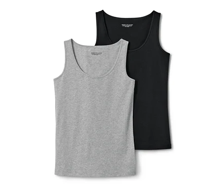 Deux tops, noir et gris chiné.