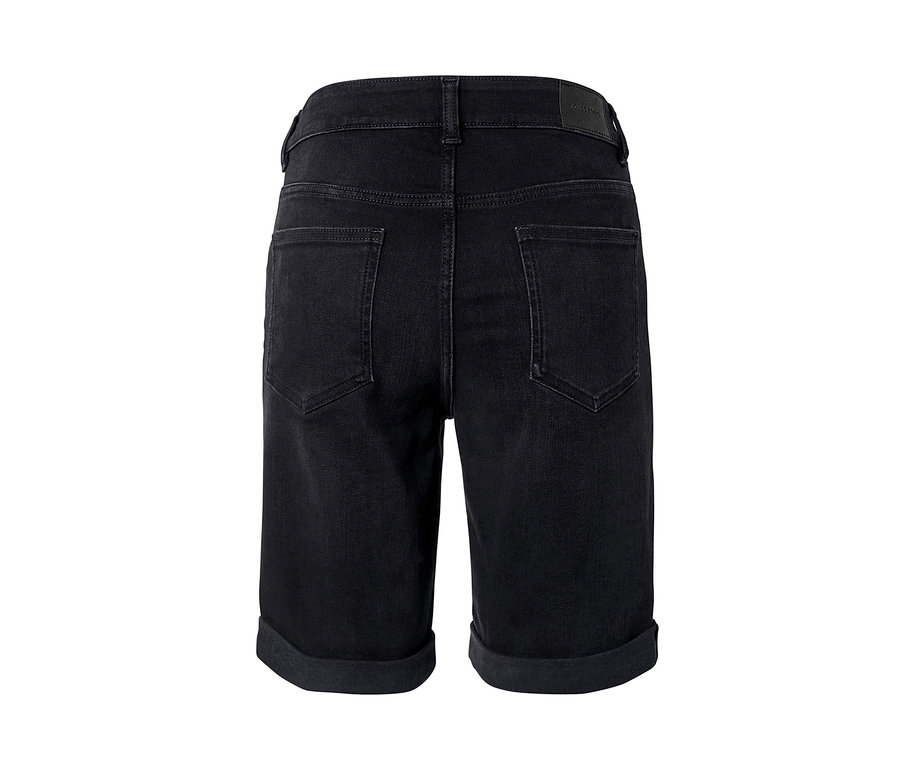 Vue détaillée de dos du Jeans Bermuda – coupe « Lea », denim noir.