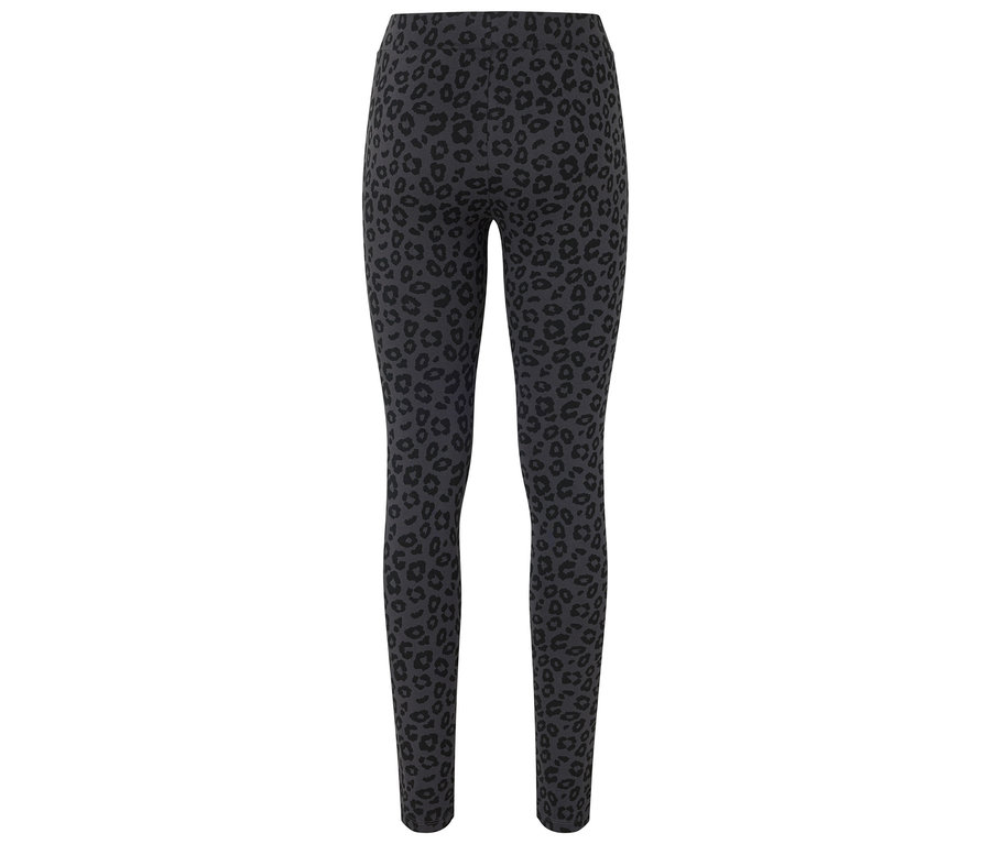 Leggings gris avec motif animal noir.