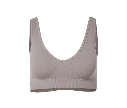 Détail d'une brassière grise sans coutures.