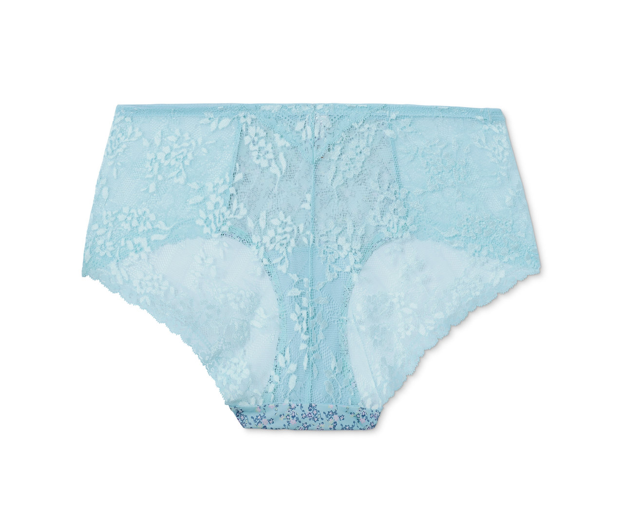 Culotte en dentelle turquoise à imprimé floral.