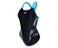 Maillot de bain pour femme Swim Pro Back Bustier Lily arena Feel, NOIR-TURQUOISE avec des accents géométriques blancs.