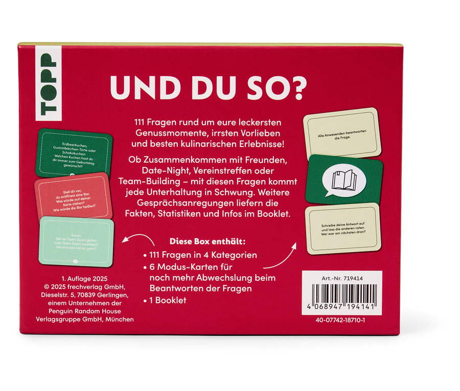 Boîte rouge avec l'inscription "UND DU SO ?" et des informations sur le jeu.