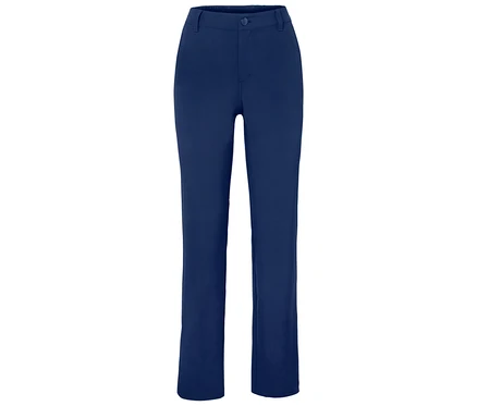 Pantalon bleu avec un bouton.