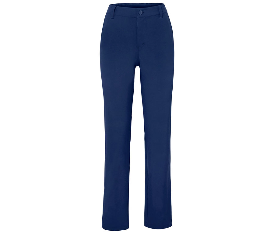 Pantalon bleu avec un bouton.