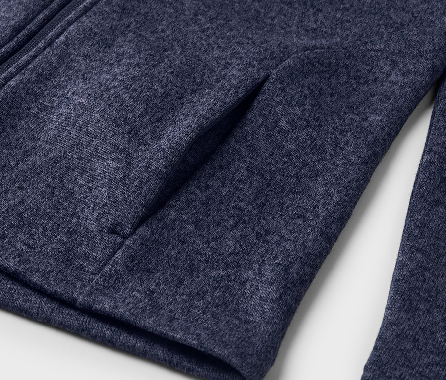Vue détaillée d'une veste en maille polaire Da.Strickfleece-Jacke, bleu foncé.
