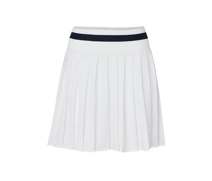 Jupe de sport blanche avec une bande bleu marine à la taille.