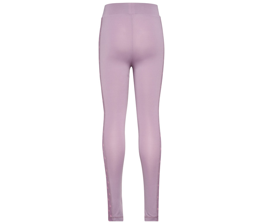Vue arrière du collant taille moyenne hummel® HMLJR Mix violet avec une bande latérale.