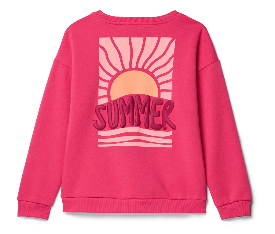 Sweat-shirt rose avec inscription « Summer » et soleil.