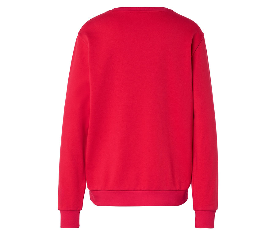 Vue arrière d'un sweat-shirt rouge en coton.