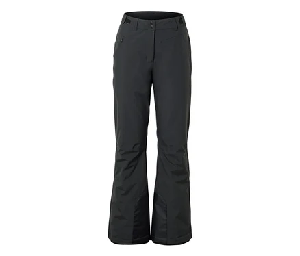 Pantalon de ski gris foncé avec fermeture boutonnée et à glissière.