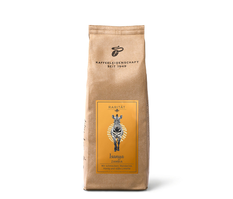 Paquet de café d’exception « Isanya Zambia » avec boîte à café – 500 g en grains.