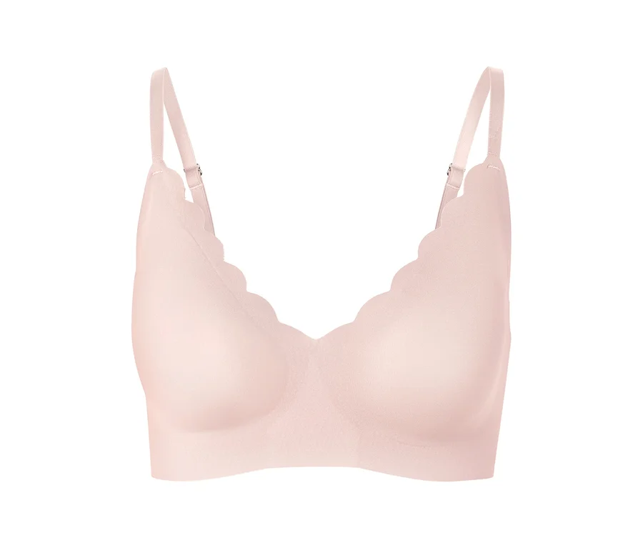 Soutien-gorge confort «bonded» rose avec bord festonné et fines bretelles.