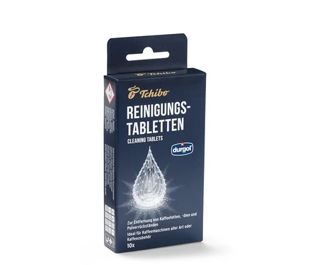 Emballage de pastilles de nettoyage durgol® pour les huiles de café de Tchibo.