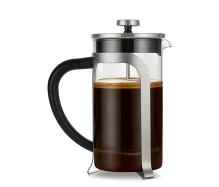 Cafetière à piston argentée de 800 ml, 6 tasses.