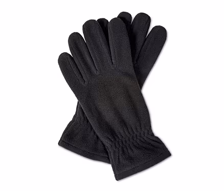 Deux gants en micropolaire noirs superposés.