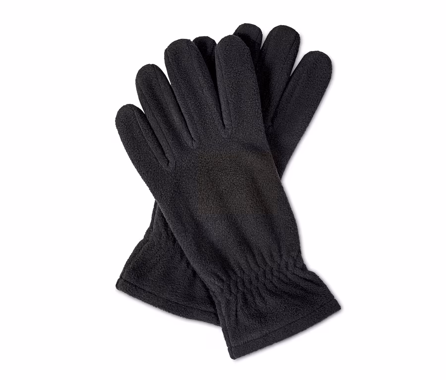 Deux gants en micropolaire noirs superposés.
