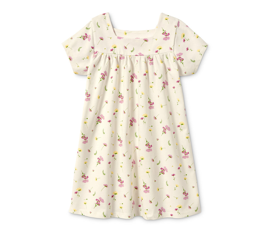 Une robe en jersey en coton bio avec un motif floral.