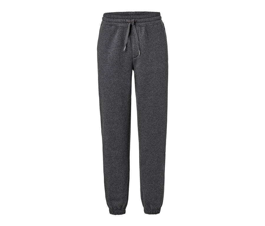 Pantalon de survêtement gris avec cordon de serrage.