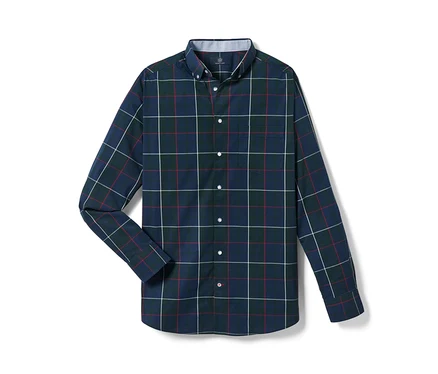 Chemise à carreaux bleue.