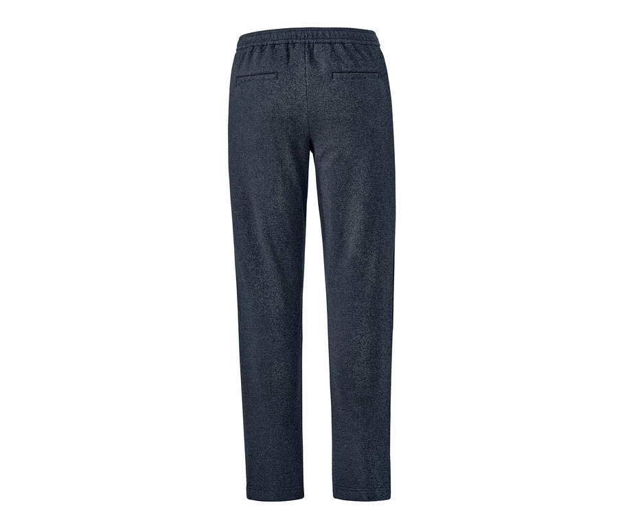 Pantalon en jersey bleu marine avec taille élastique et poches arrière.