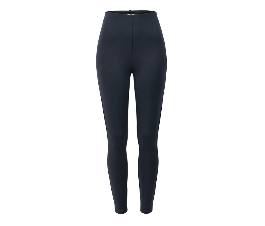 Legging basique bleu foncé en jersey lourd sur fond blanc.