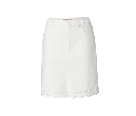 Jupe en jean blanche à broderie.