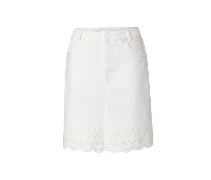 Jupe en jean blanche à broderie.