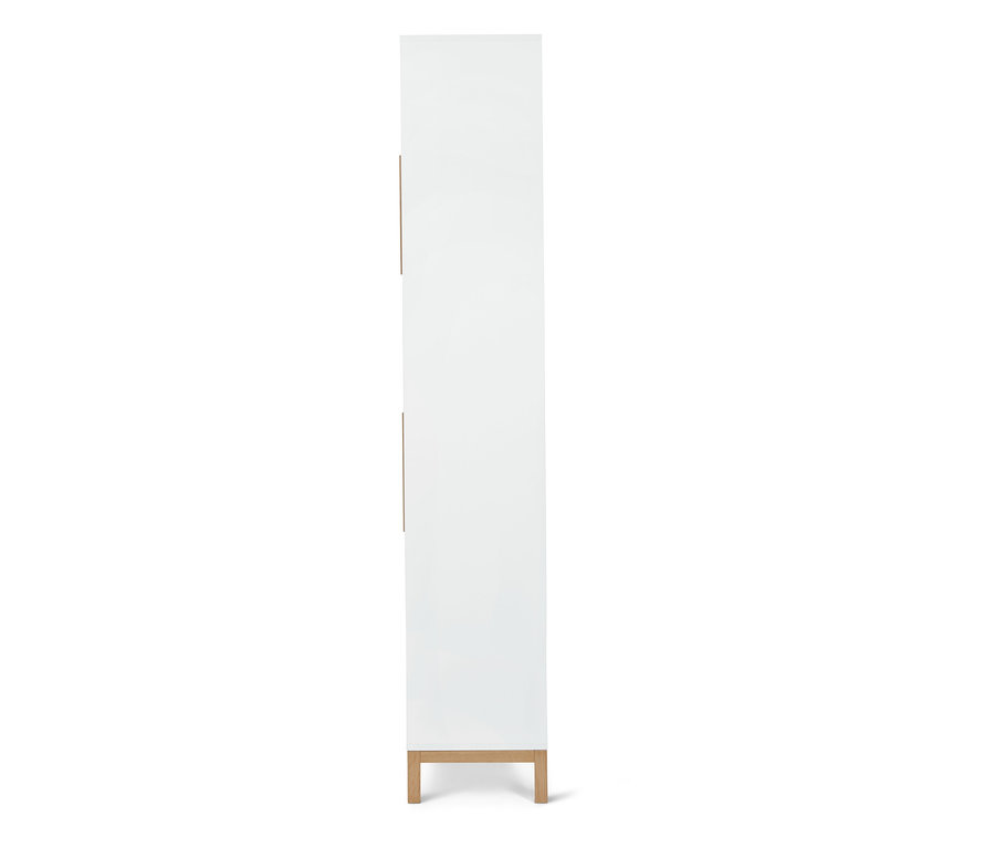 Vue détaillée d'une armoire haute de salle de bain « Eklund » blanche.