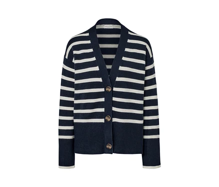 Cardigan à rayures avec boutons.