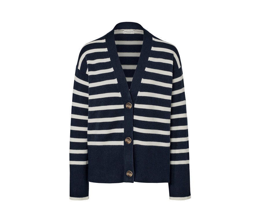 Cardigan à rayures avec boutons.