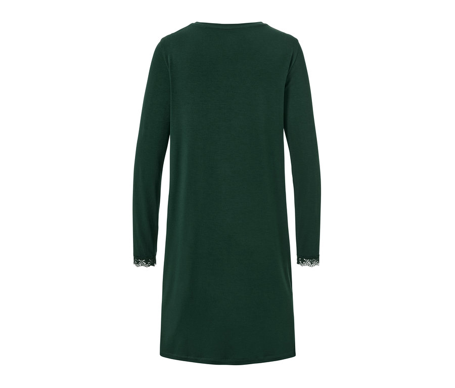 Chemise de nuit vert foncé avec bordure en dentelle aux manches.