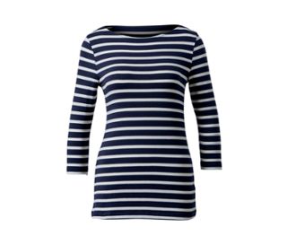 T-shirt rayé manches 3/4, à rayures bleu marine