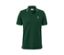 Polo en piqué vert foncé avec bordure blanche au col et aux manches.