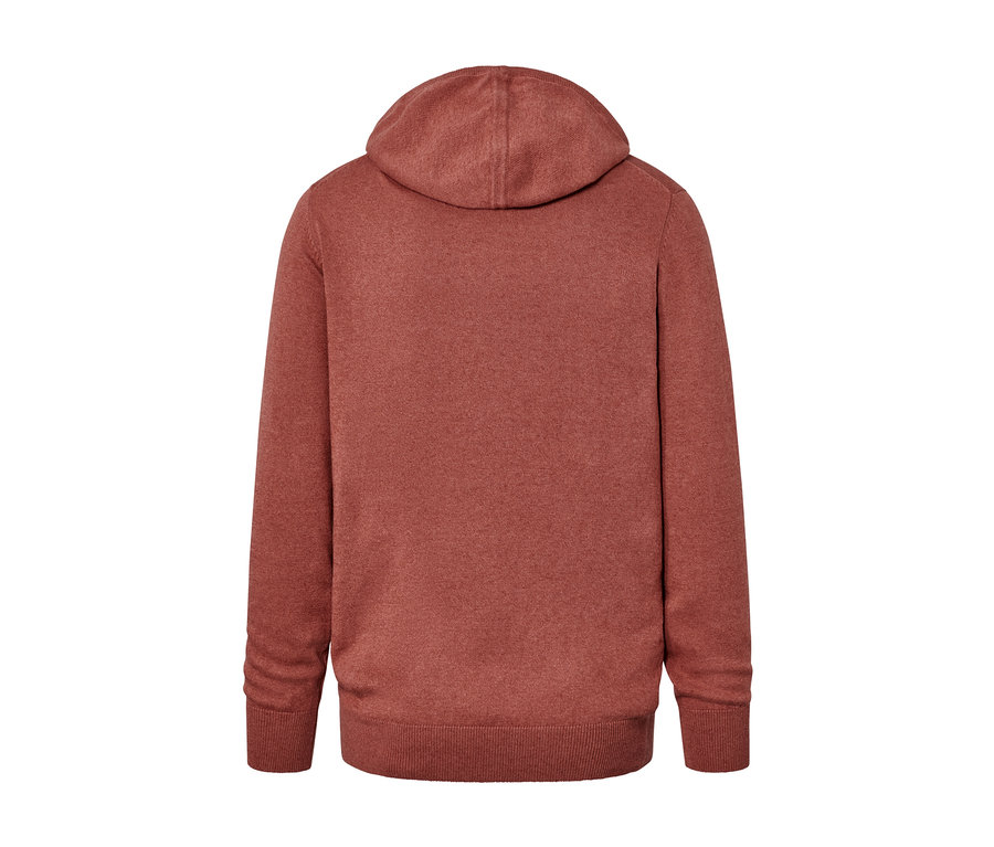 Vue détaillée de l'arrière d'un sweat-shirt à capuche en maille.