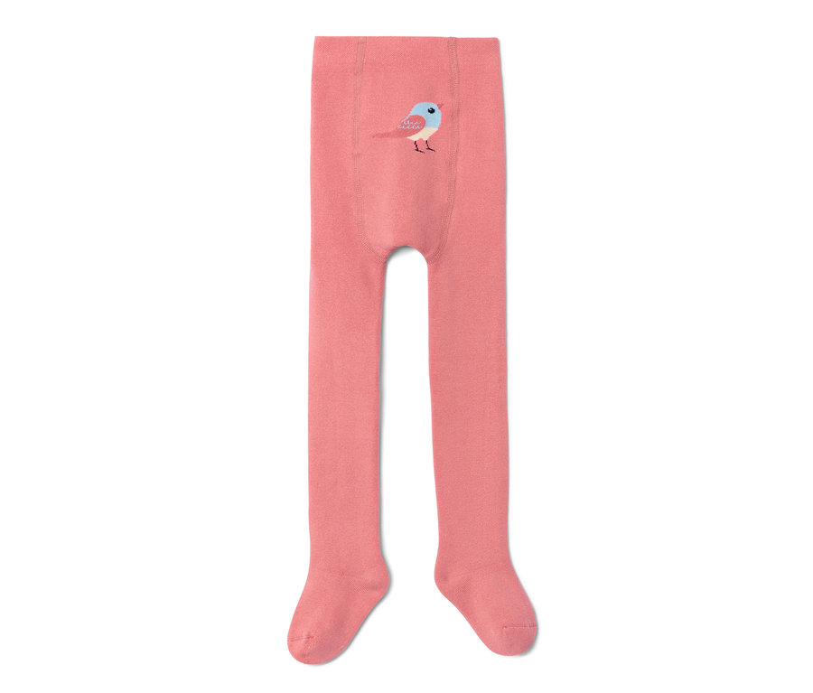 Collant thermique rose pour tout-petit avec un oiseau.